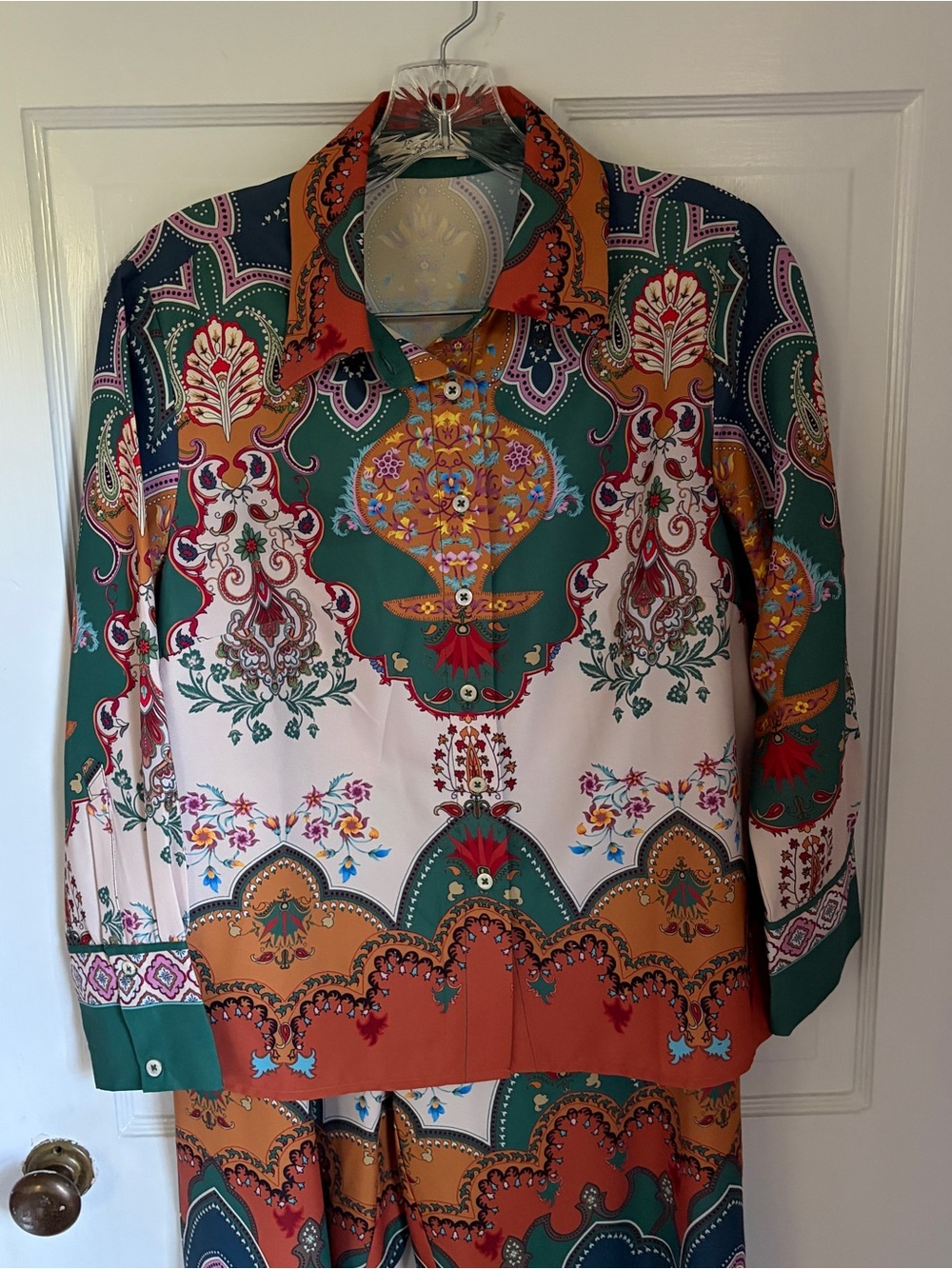 Patterned Shirt and Pants Set